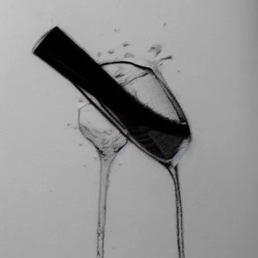 Prompt: wine becomes water, pencil sketch, black and white