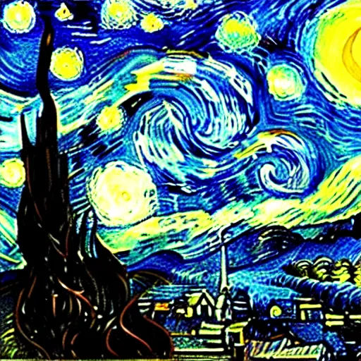 Prompt: turn off the lights because it's night on the sun by van gogh