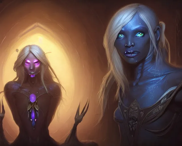 Image similar to a 4 k cinematic screenshot still portrait of a drow in a dark liminal space room surrounded by spider webs, deep focus, d & d, fantasy, intricate, elegant, highly detailed, digital painting, art station, concept art, matte, sharp focus, illustration, dark fantasy style art, hearthstone, art by artgerm and greg rutkowski and alphonse mucha