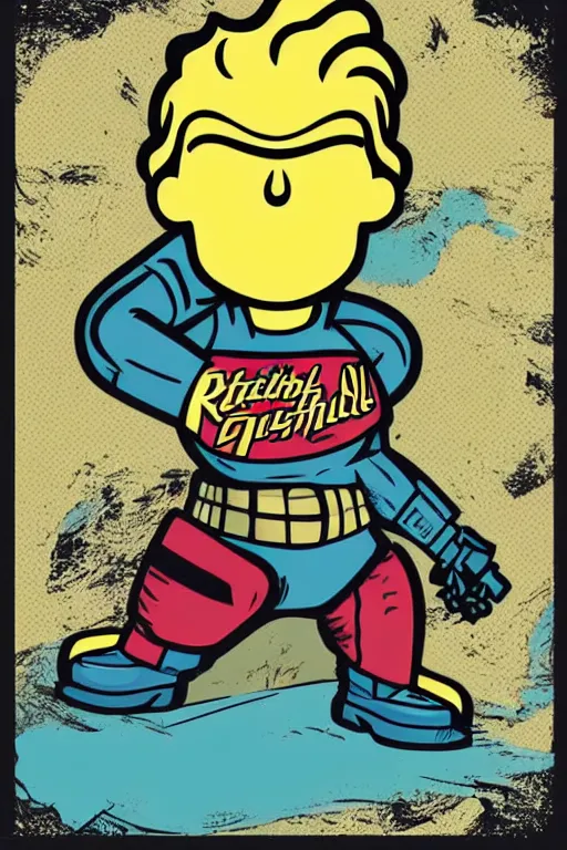 Image similar to fallout 7 6 retro futurist illustration art by butcher billy, sticker, colorful, illustration, highly detailed, simple, smooth and clean vector curves, no jagged lines, vector art, smooth andy warhol style