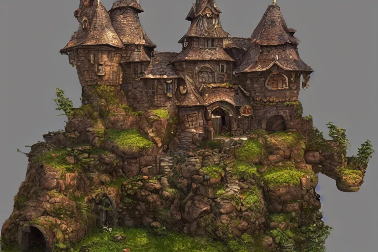 Prompt: A miniature castle, by Justin Gerard and Tyler Edlin. Artstation, Octane Render, bloom effect
