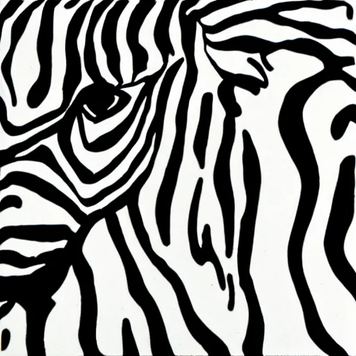 Prompt: laughing zebra. art by patrick caulfield