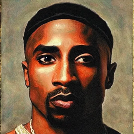 Prompt: Renaissance painting of tupac shakur