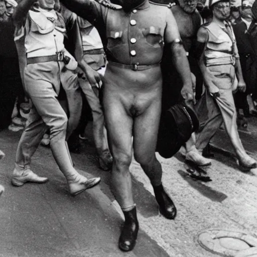 Prompt: Mussolini at the gay pride, colourized, photograph, hyper detailed, award winning photograph, 8k