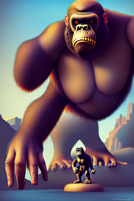 Image similar to isometric King Kong by Artgerm and WLOP, Pixiv