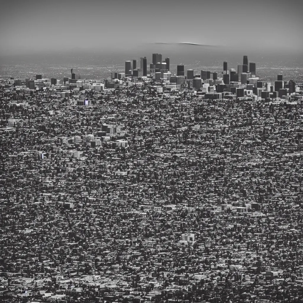 Image similar to “A black and white 75mm photo of Los Angeles”