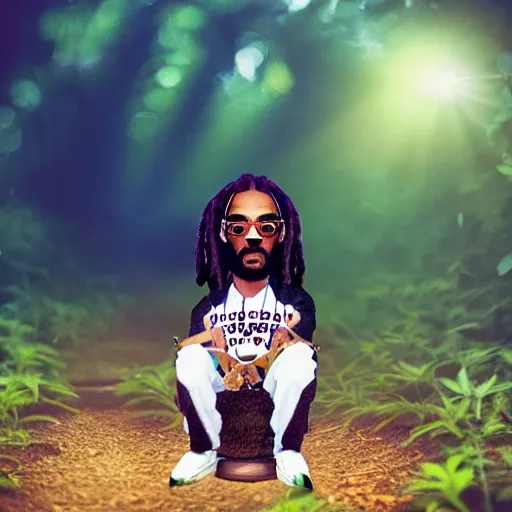 Image similar to very very very very cute chibi baby Snoop Dogg in the marijuana field, portrait, pixar style, forest background, cinematic lighting, award winning creature portrait photography