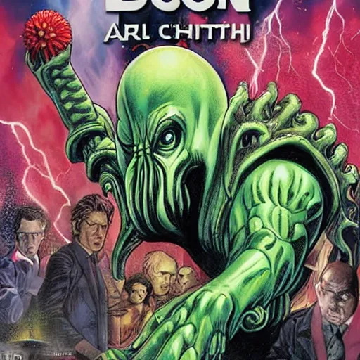 Image similar to comic book cover for'doctor who vs cthulhu ', art by alex ross