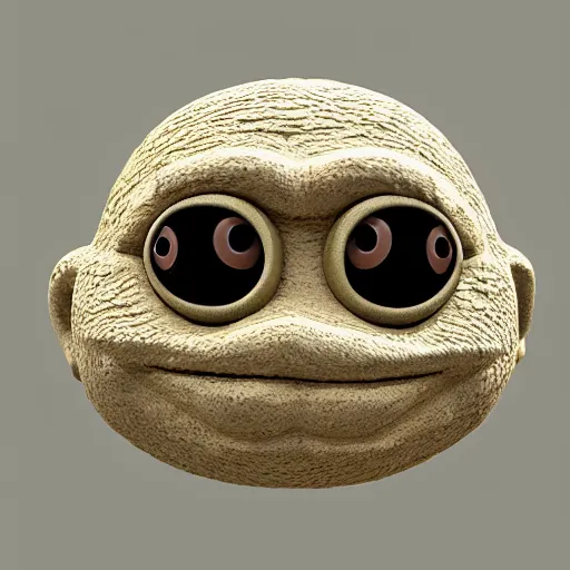 Image similar to clay head of pepe the frog, 3d sculpture, textured, fine detail, lifelike, photo, high resolution