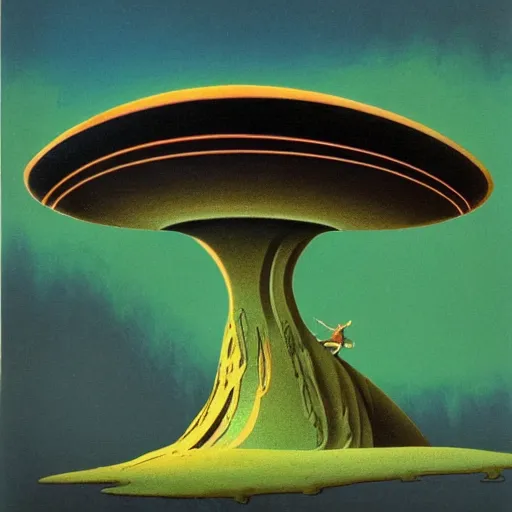 Image similar to roger dean art of a retro alien