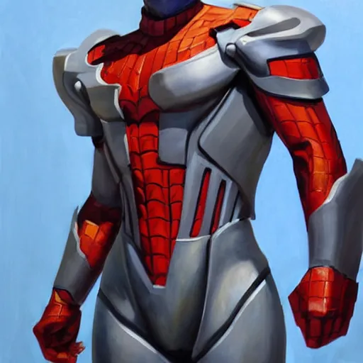 Image similar to greg manchess portrait painting of armored spiderman ultraman grey fox from metal gear cyborg japanese - american hybrid as overwatch character, medium shot, asymmetrical, profile picture, organic painting, sunny day, matte painting, bold shapes, hard edges, street art, trending on artstation, by huang guangjian and ail elvgren and sachin teng