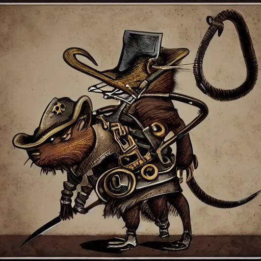 Image similar to steampunk rat warrior