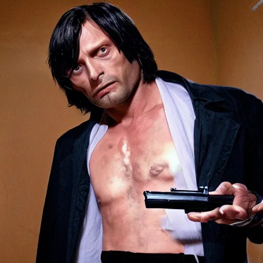 Image similar to Mads Mikkelsen starring in Pulp Fiction as main character