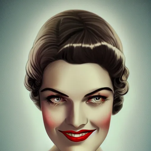 Prompt: smiling, happy, beautiful, intelligent, powerful 1 9 2 0 s movie star loving eyes, fully clothed, casual clothing, wise, beautiful, dramatic lighting, sharp focus, art deco patterns by stanley artgerm, retro futurism, dramatic lighting, trending on artstation, flat colour, geometric curves, gradient filter