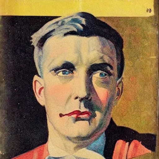 Image similar to “Joseph Quinn portrait, color vintage magazine illustration 1950”