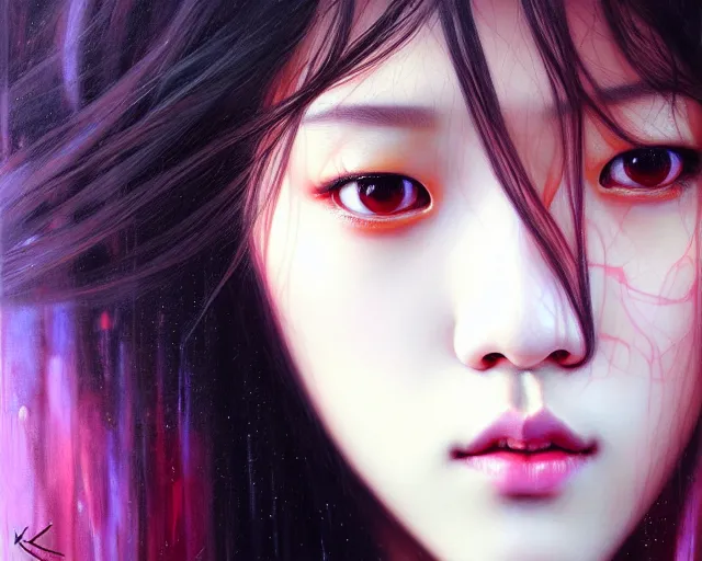 Image similar to jisoo from blackpink, portrait, highly detailed, deep focus, elegant, digital painting, smooth, sharp focus, illustration, ultra realistic, 8 k, art by karol bak and agnes cecile