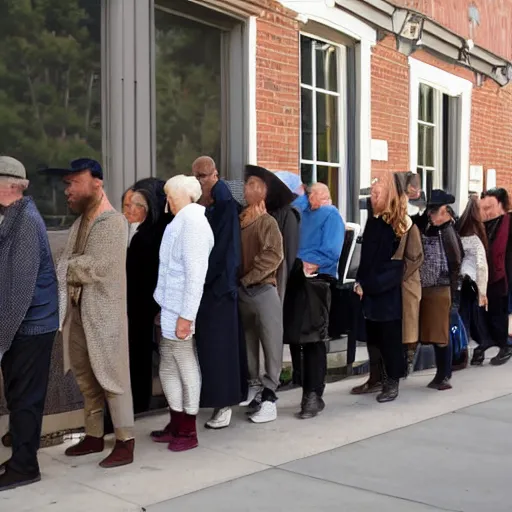 Image similar to historical figures walking in line