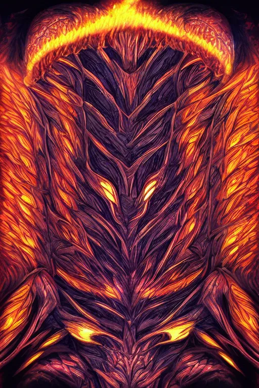 Prompt: fire monster, symmetrical, highly detailed, digital art, sharp focus, trending on art station, anime art style