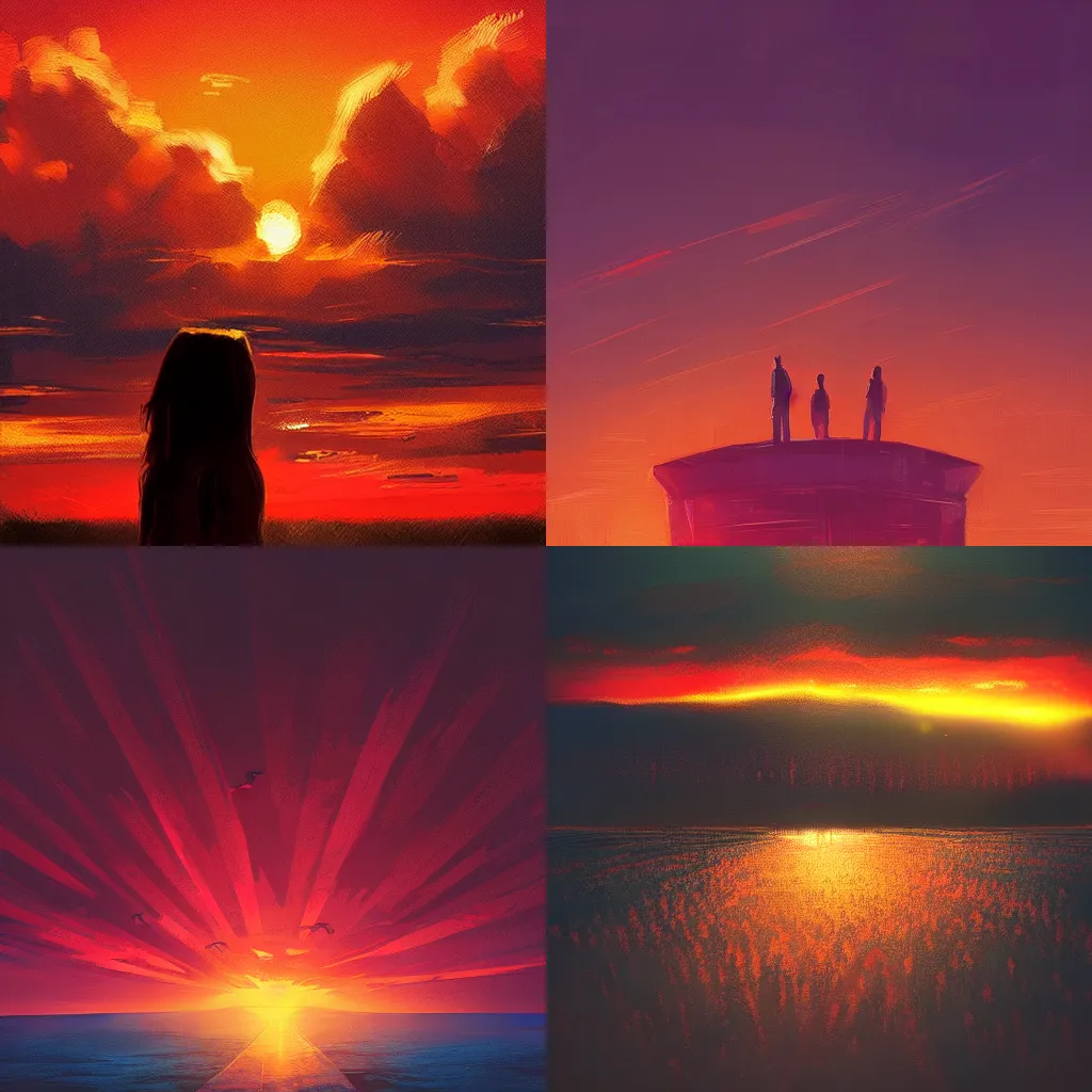 Prompt: concept art of a beautiful sunset by Alena Aenami, wide angle, cinematic, matte, detailed, vivid