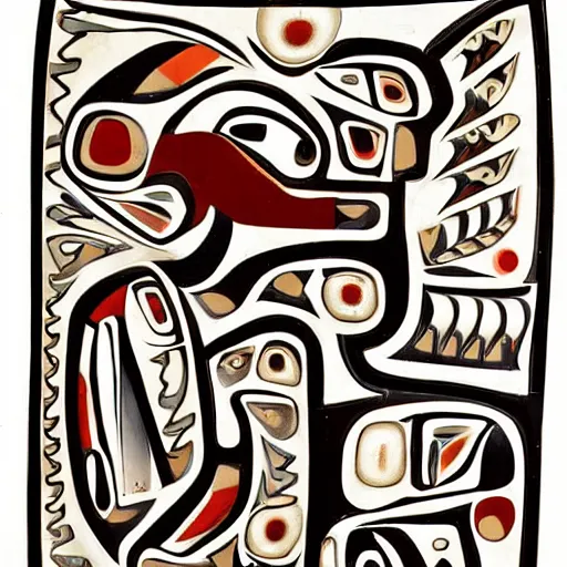 Prompt: haida, pacific northwest, formline, native american, art