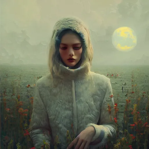 Image similar to 3 d, fashion models look into the frame, moon ryas, intricate oil painting, high detail, figurative art, multiple exposure, poster art, 3 d, by tooth wu and wlop and beeple