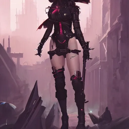 Image similar to cybergoth templar girl, artwork by greg rutkowski and hiroriko araki