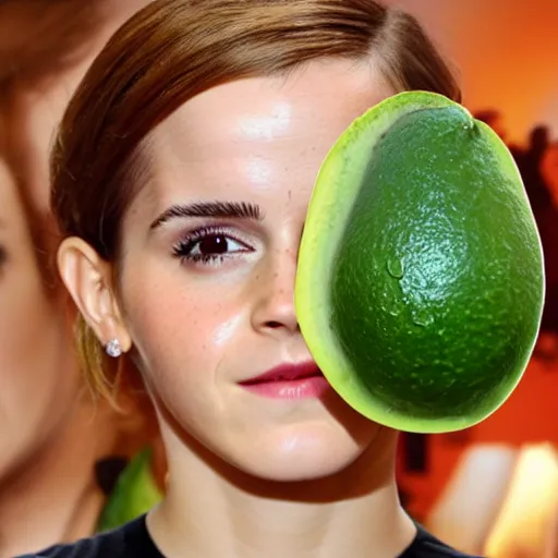 Image similar to emma watson as an avocado