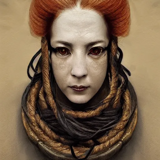 Image similar to portrait of a Shibari rope wrapped face and neck, headshot, insanely nice professional hair style, dramatic hair color, digital painting, of a old 18th century, Royal Emperor, amber jewels, baroque, ornate clothing, scifi, realistic, hyperdetailed, chiaroscuro, concept art, art by Franz Hals and Jon Foster and Ayami Kojima and Amano and Karol Bak,