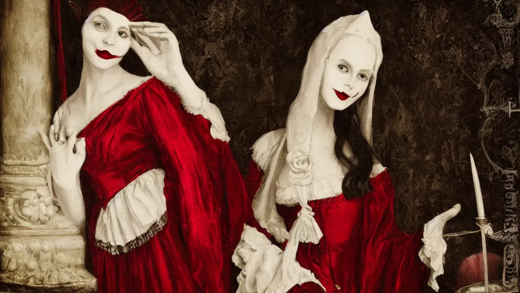 Image similar to elizabeth bathory as a vampire, portrait photograph