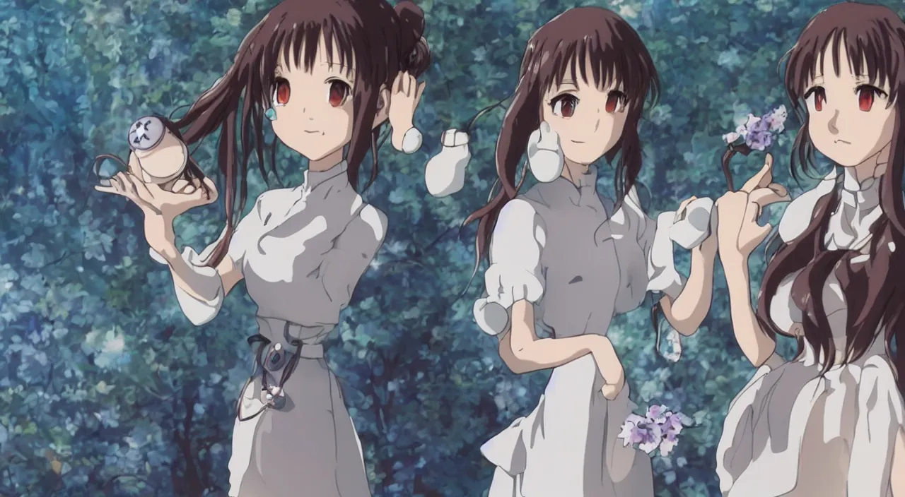 Image similar to The First Artificial Intelligence is a beautiful anime girl, ghibli