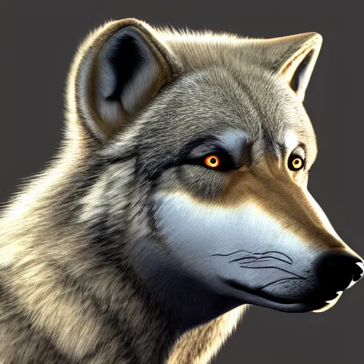 Prompt: portrait of a wolf dressed in a sweatshirt, artstation, animatronic,8K,