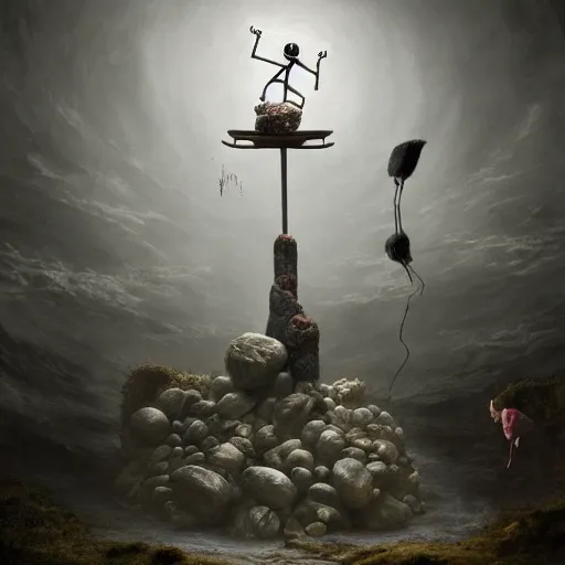 Image similar to michal karcz surrealism drawing of beginning of time. , in the style of jack skellington, in the style of a clown, loony toons style, horror theme, detailed, elegant, intricate, 4k, Renaissance painting