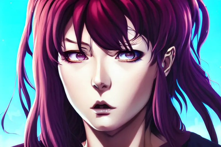 Image similar to a portrait of revy from black lagoon manga, symmetrical eyes, symmetrical face, art by lois van baarle and loish and ross tran and rossdraws and sam yang and samdoesarts and artgerm, digital art, highly detailed, intricate, sharp focus, trending on artstation hq, deviantart, unreal engine 5, 4 k uhd image