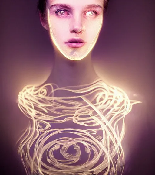 Image similar to lightpainting luminescent portrait, diffuse luminescent lightpainting, intricate wiccan luminescent lightpainting, elegant light, highly detailed, lifelike, photorealistic, artstation, luminescent concept art, smooth, sharp luminescent focus, luminescent art by john collier, artem demura, michael bosanko