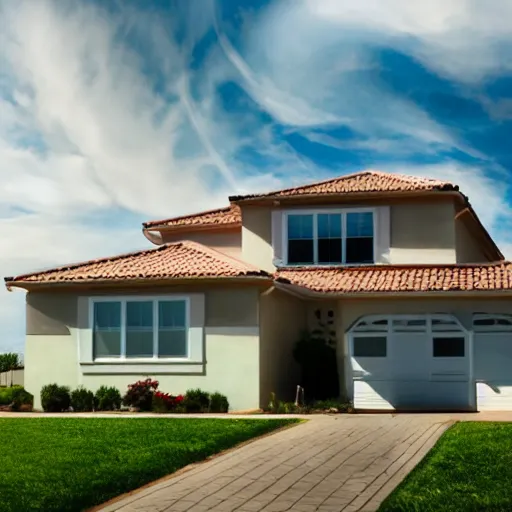 Prompt: a suburban house under a fake sky,