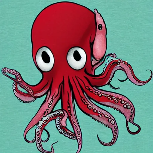 Image similar to adorable octopus eating a vampire