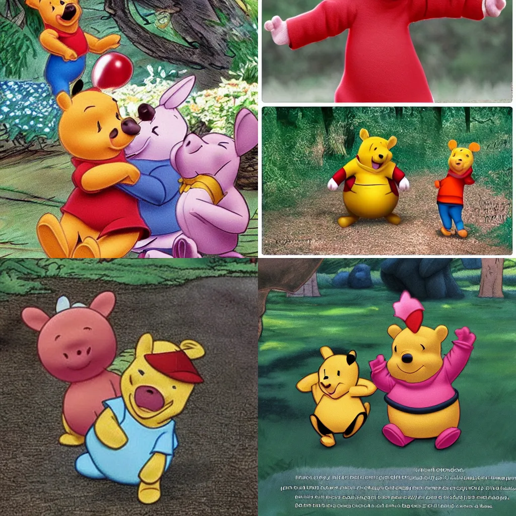 Prompt: Winnie the pooh and piglet as pokemons