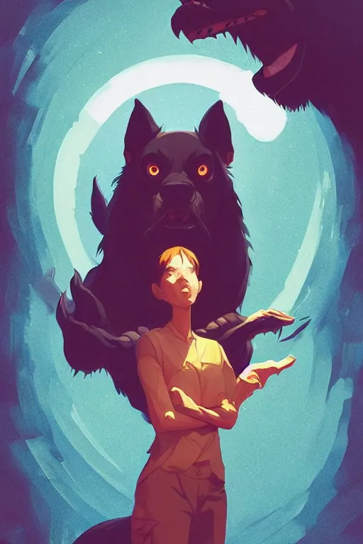 Image similar to big monster dog, teeth, smooth, centered, solid bacgkround, median photoshop filter cutout vector behance, hd by artgerm, jesper ejsing, by rhads, makoto shinkai and lois van baarle, ilya kuvshinov, rossdraws, illustration, art by ilya kuvshinov and gustav klimt