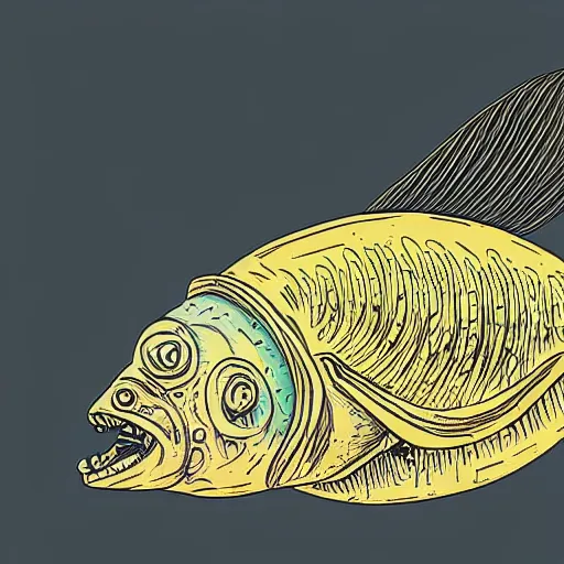 Image similar to side view illustration of an alien fish