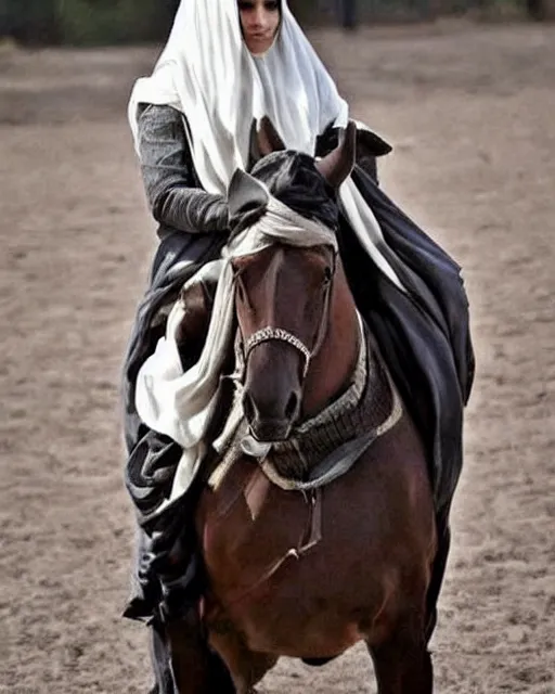 Prompt: burqa's woman, ride horse, taliban, riffle, beautiful, dynamic pose, pinterest