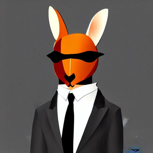 Image similar to spy kangaroo, in a strict suit, avatar image, digital art, minimalism