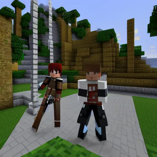 Image similar to Sword Art Online in Minecraft