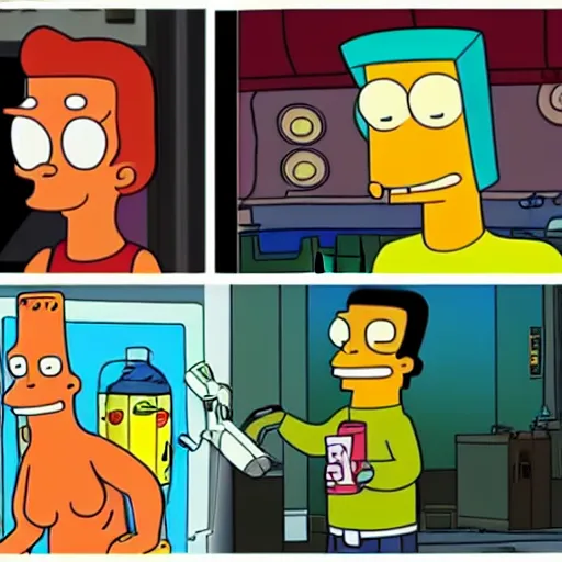 Prompt: big budget futurama movie with real life actors, live action, photorealistic