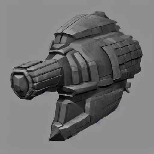 Image similar to kitbashing component, hard surface, hard surface, detailed, based on low poly convex shape, symmetric, unreal engine