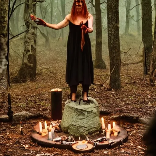 Image similar to witch performing a ritual in a dark forest