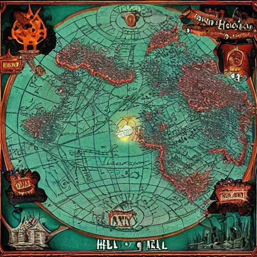 Image similar to map outdoor of hell, very detailed