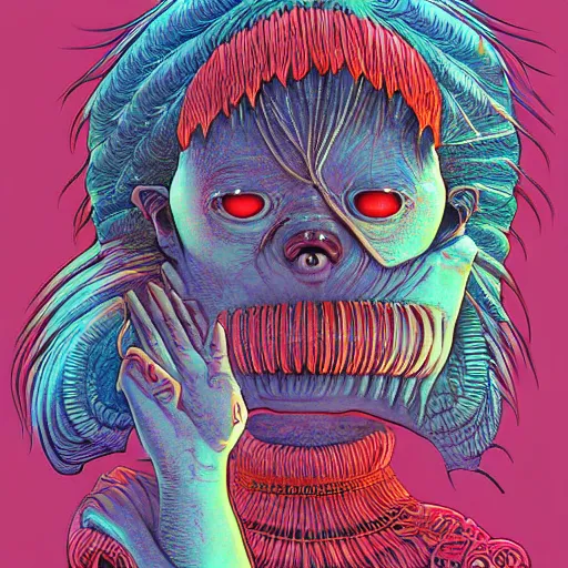 Image similar to original jean giraud digital art painting pastel goth aesthetic, creepy kawaii, highly detailed, highly intricate, tom whalen