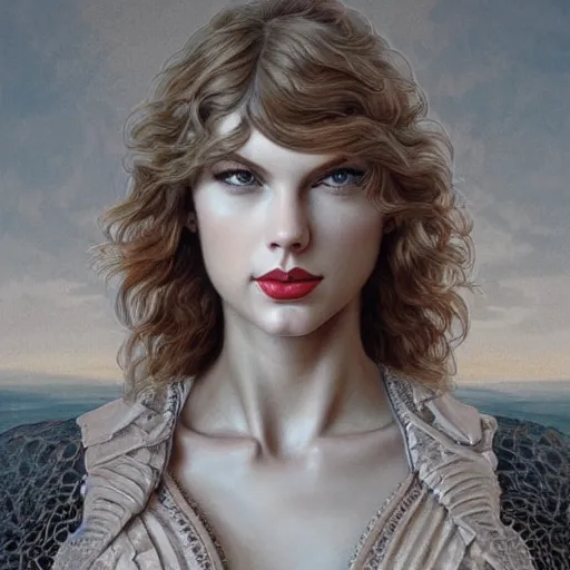 Prompt: intense portrait of taylor swift as a stone statue, intricate, elegant, highly detailed, my rendition, digital painting, artstation, concept art, smooth, sharp focus, illustration, art by artgerm and greg rutkowski and alphonse mucha