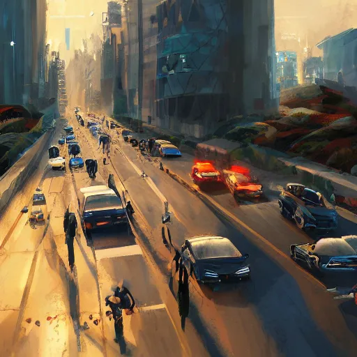 Image similar to traffic on the street, artstation