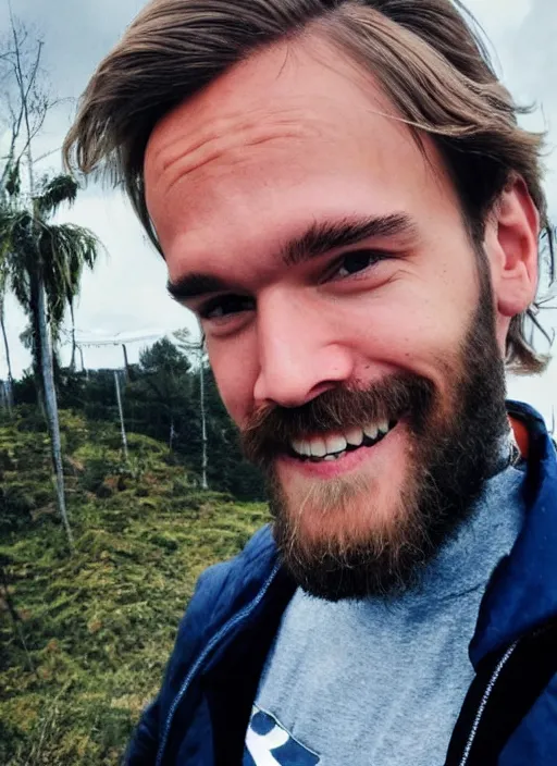 Image similar to selfie still of PewDiePie